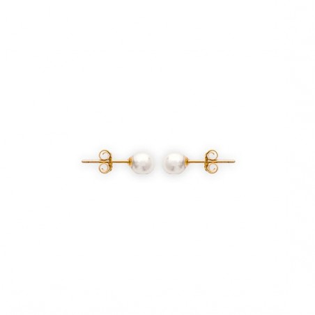 Boucles d'oreilles perle blanche plaqué or - 5 mm  - Bijouterie La Petite Française