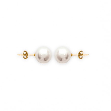 Boucles d'oreilles perle blanche plaqué or - 10 mm  - Bijouterie La Petite Française