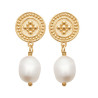 Boucles d'oreilles pendantes Salomé perle plaqué or  - Bijouterie La Petite Française
