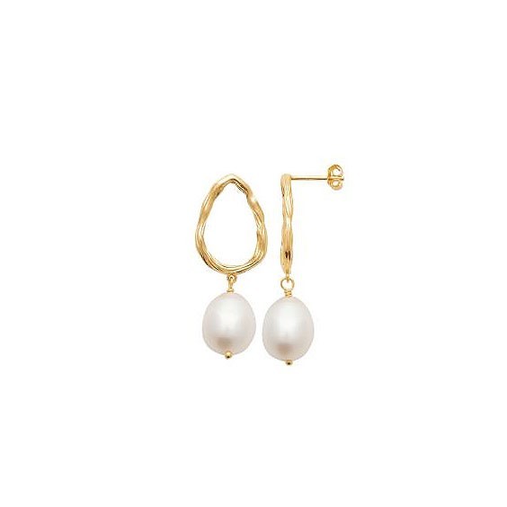 Boucles d'oreilles pendantes Tess perle plaqué or  - Bijouterie La Petite Française