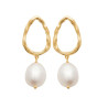Boucles d'oreilles pendantes Tess perle plaqué or  - Bijouterie La Petite Française