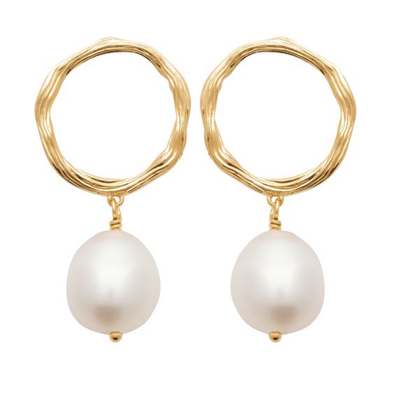 Boucles d'oreilles pendantes Mélyna perle plaqué or  - Bijouterie La Petite Française