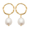 Boucles d'oreilles pendantes Mélyna perle plaqué or  - Bijouterie La Petite Française