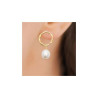 Boucles d'oreilles pendantes Mélyna perle plaqué or  - Bijouterie La Petite Française
