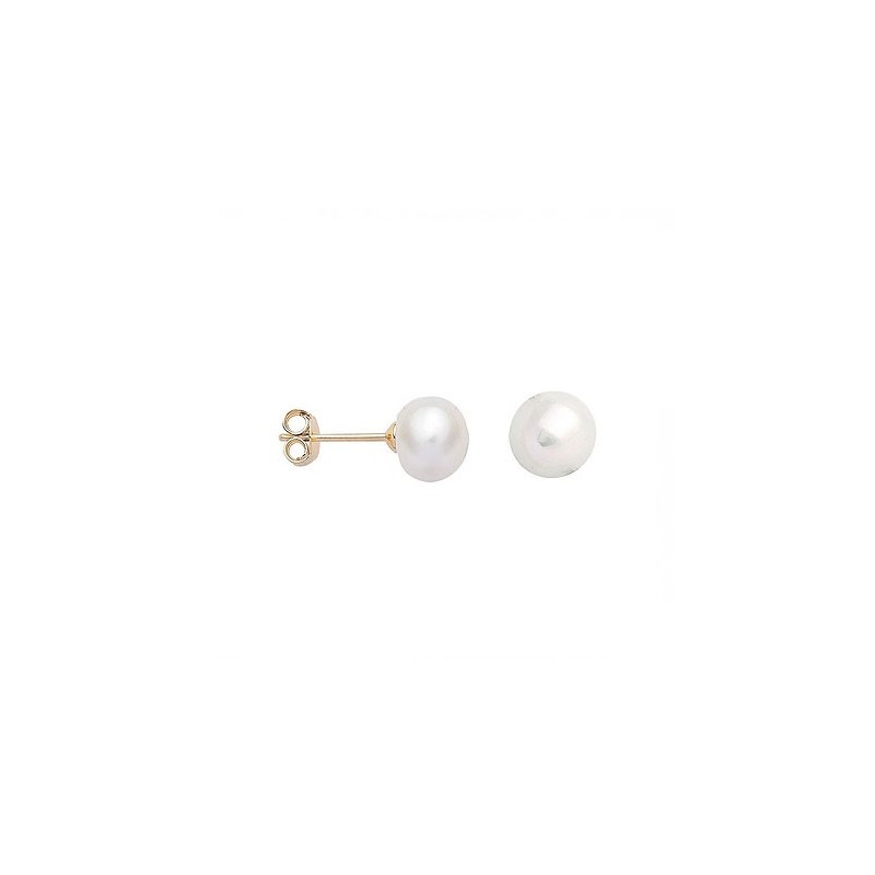 Boucles d'oreilles perle d'eau douce plaqué or -  8 mm  - Bijouterie La Petite Française