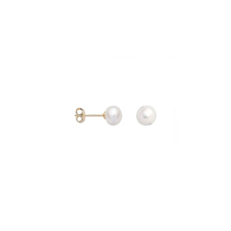 Boucles d'oreilles perle d'eau douce plaqué or - 7 mm  - Bijouterie La Petite Française