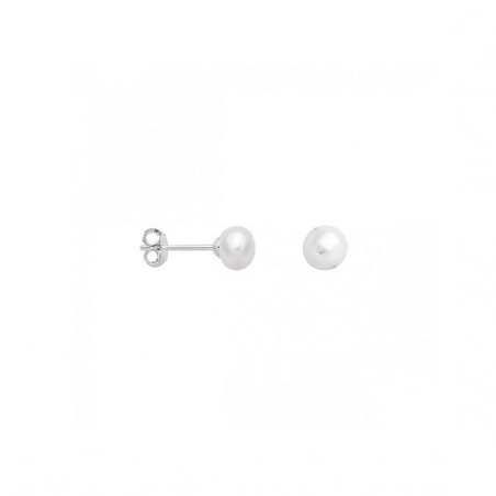 Boucles d'oreilles perle d'eau douce argent - 6 mm  - Bijouterie La Petite Française