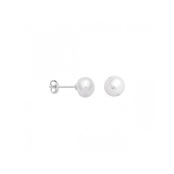 Boucles d'oreilles perle d'eau douce argent -  8 mm  - Bijouterie La Petite Française