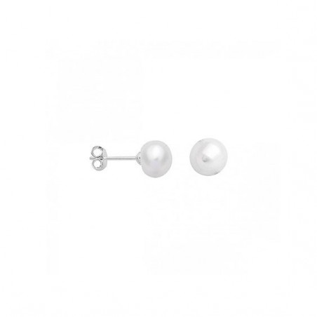 Boucles d'oreilles perle d'eau douce argent -  8 mm  - Bijouterie La Petite Française