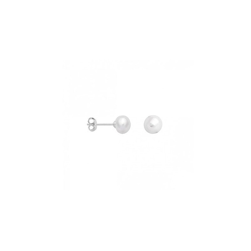 Boucles d'oreilles perle d'eau douce argent - 7 mm  - Bijouterie La Petite Française