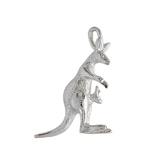 Pendentif kangourou et son petit Or 18 carats gris  - Bijouterie La Petite Française
