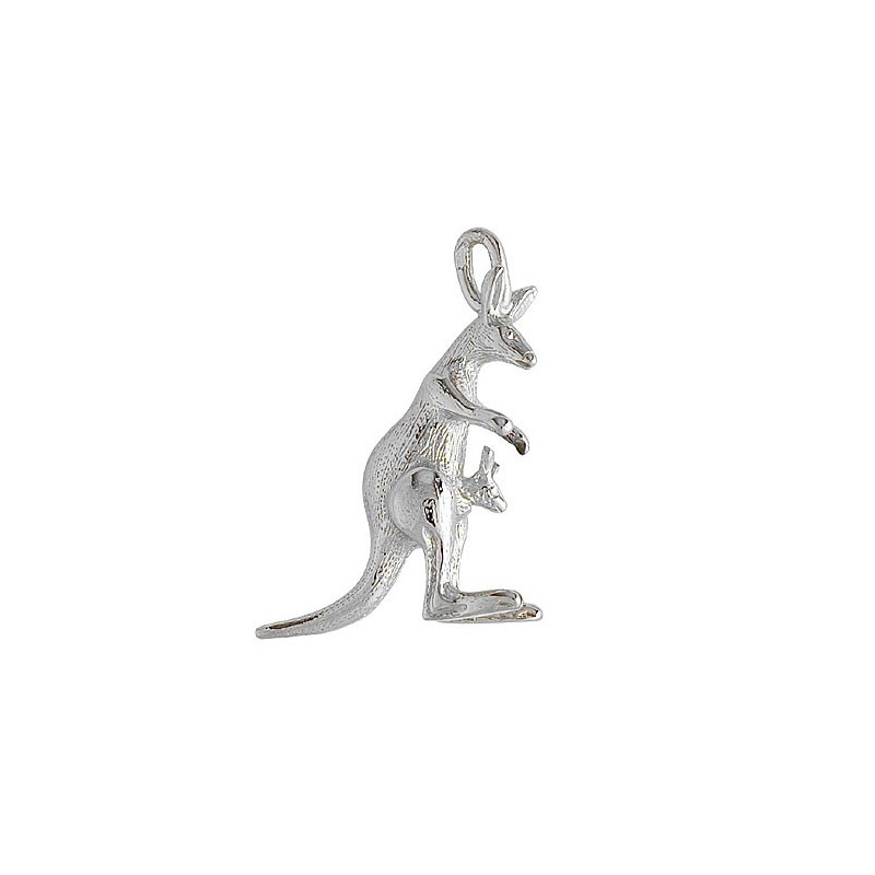 Pendentif kangourou et son petit Or 9 carats gris  - Bijouterie La Petite Française