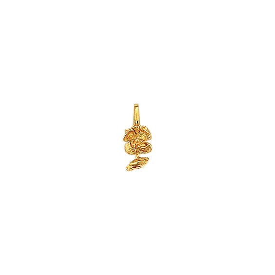 Pendentif fleur rose Or 9 carats jaune - 11 MM  - La Petite Française