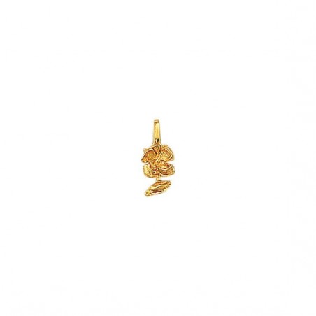 Pendentif fleur rose Or 14 carats jaune - 11 MM  - La Petite Française
