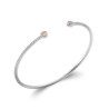 Bracelet jonc ouvert argent et quartz rose  - Bijouterie La Petite Française
