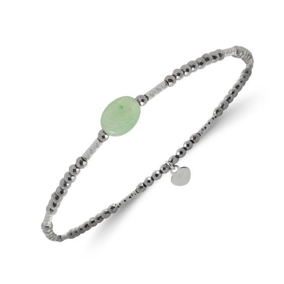 Bracelet charm coeur argent et quartzite vert  - La Petite Française