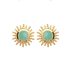 Boucles D’Oreilles Femme Lune Et Soleil – Pendantes En Cuivre Avec CZ Bleu, 19mm, Cadeau Bijou Fantaisie