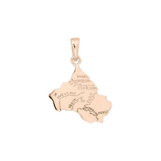Pendentif carte l' Aveyron Or 18 carats rose  - La Petite Française