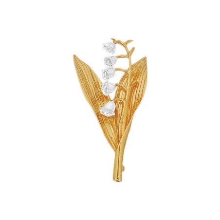 Broche brin de muguet Or 14 carats bicolore  - Bijouterie La Petite Française