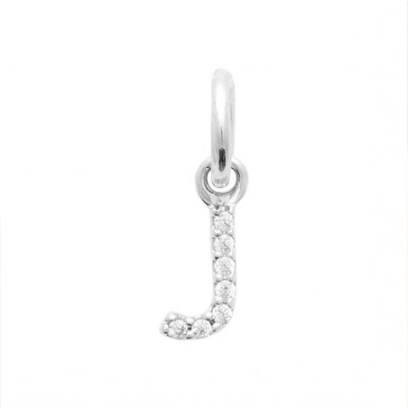 Pendentif lettre J argent et zirconiums - 10 MM  - Bijouterie La Petite Française