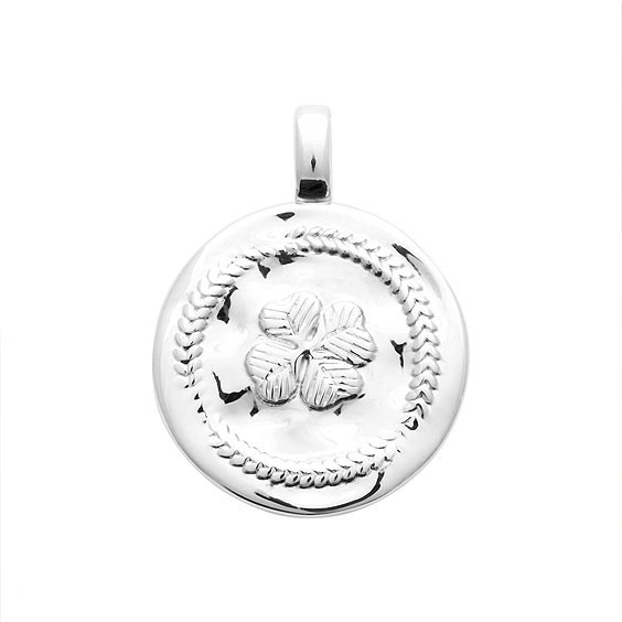 Médaille trèfle 4 feuilles argent rhodié  - Bijouterie La Petite Française