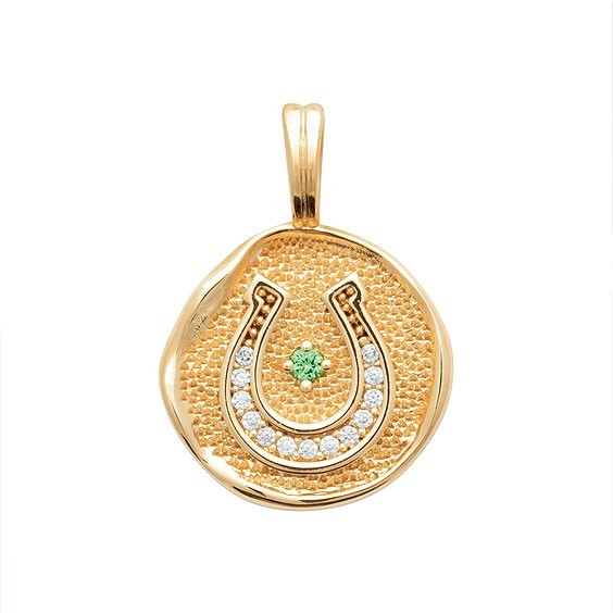 Médaille fer à cheval zirconiums plaqué or  - Bijouterie La Petite Française