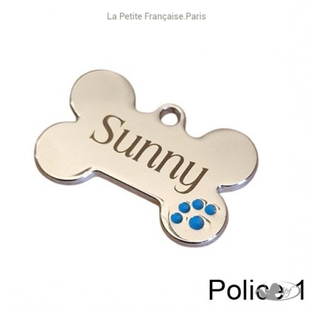 Médaille chien os et pattoune colorée  - Bijouterie La Petite Française