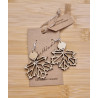 Boucles d'oreilles pendantes feuilles d'érable bois et argent 