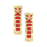 Boucles d'oreilles pucesTiki Polynésien corail tendresse plaqué or  - Bijouterie La Petite Française