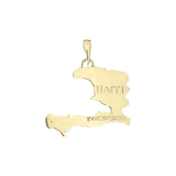 Pendentif carte Haïti plaqué or  - Bijouterie La Petite Française