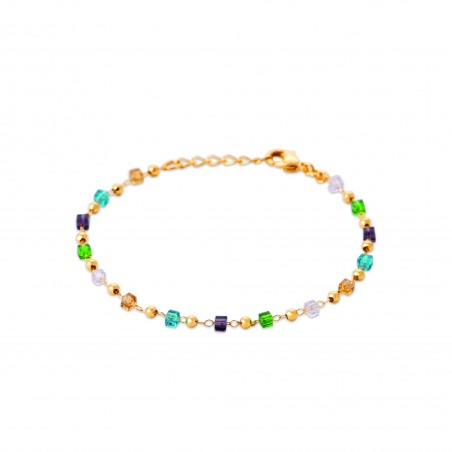Bracelet cristal multicolores plaqué or 