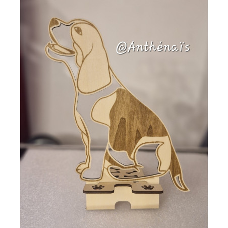 Porte-téléphone beagle en bois - Fabrication Française