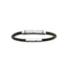 Bracelet cuir noir et acier tresse  - Bijouterie La Petite Française