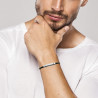 Bracelet cuir noir et acier tresse  - Bijouterie La Petite Française