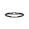 Bracelet cuir noir et acier noeud - Bijouterie La Petite Française