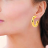Demi-créoles acier jaune 8 mm  - 40 mm - Bijouterie La Petite Française