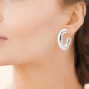 Demi-créoles acier gris 8 mm  - 40 mm - Bijouterie La Petite Française