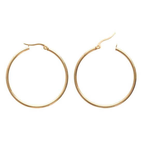 Créoles acier jaune - 50 mm - Bijouterie La Petite Française