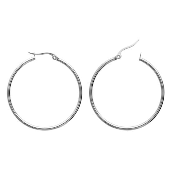 Créoles acier gris - 50 mm - Bijouterie La Petite Française