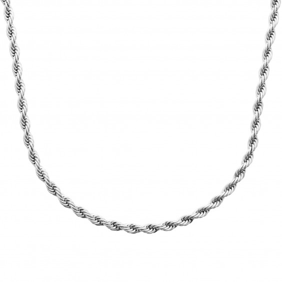 Chaine maille corde acier 5 MM   - 55 cm - Bijouterie La Petite Française