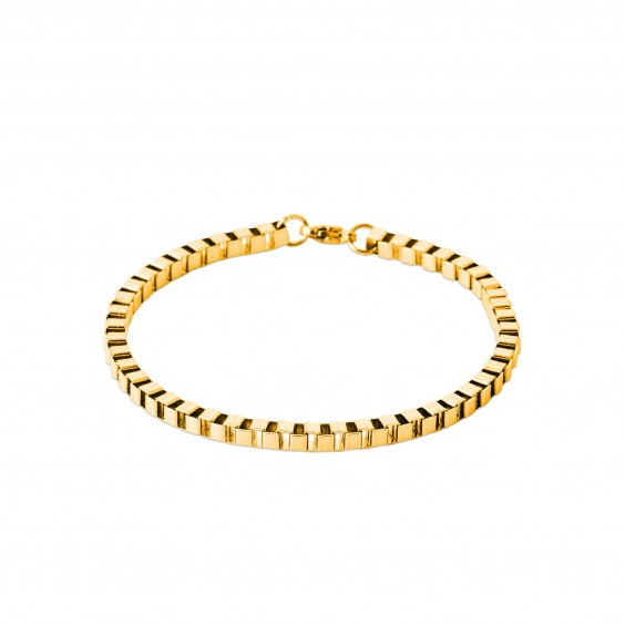 Bracelet maille Vénitienne acier 4 MM jaune - 21 cm - Bijouterie La Petite Française