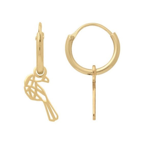 Boucles d'oreilles créoles origamiToucan plaqué or  - Bijouterie La Petite Française