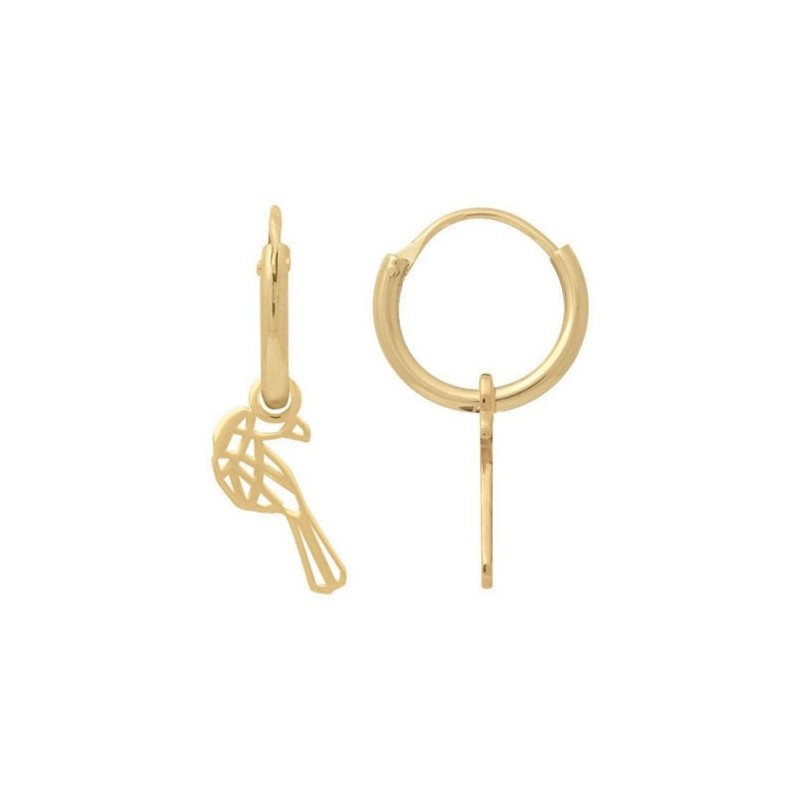 Boucles d'oreilles créoles origamiToucan plaqué or  - Bijouterie La Petite Française