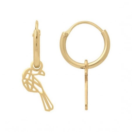 Boucles d'oreilles créoles origamiToucan plaqué or  - Bijouterie La Petite Française