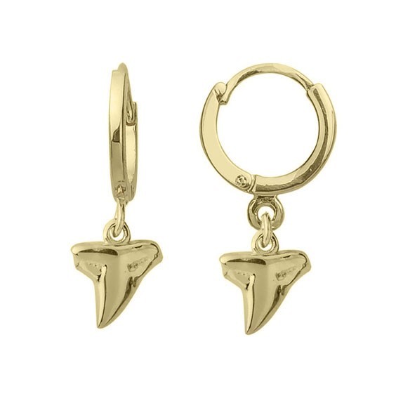 Boucles d'oreilles créoles dent de requin plaqué or  - Bijouterie La Petite Française