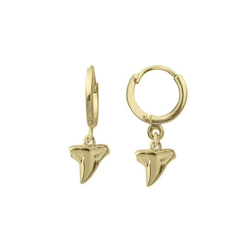 Boucles d'oreilles créoles dent de requin plaqué or  - Bijouterie La Petite Française