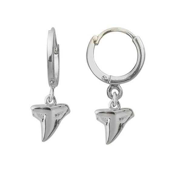 Boucles d'oreilles créoles dent de requin argent  - Bijouterie La Petite Française