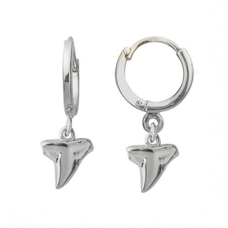 Boucles d'oreilles créoles dent de requin argent  - Bijouterie La Petite Française