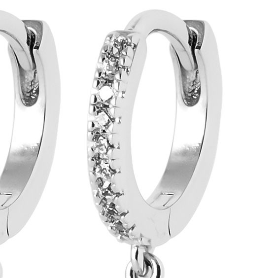 Mini-créoles pampilles Adèle en argent rhodié et ziconiums  - Bijouterie La Petite Française