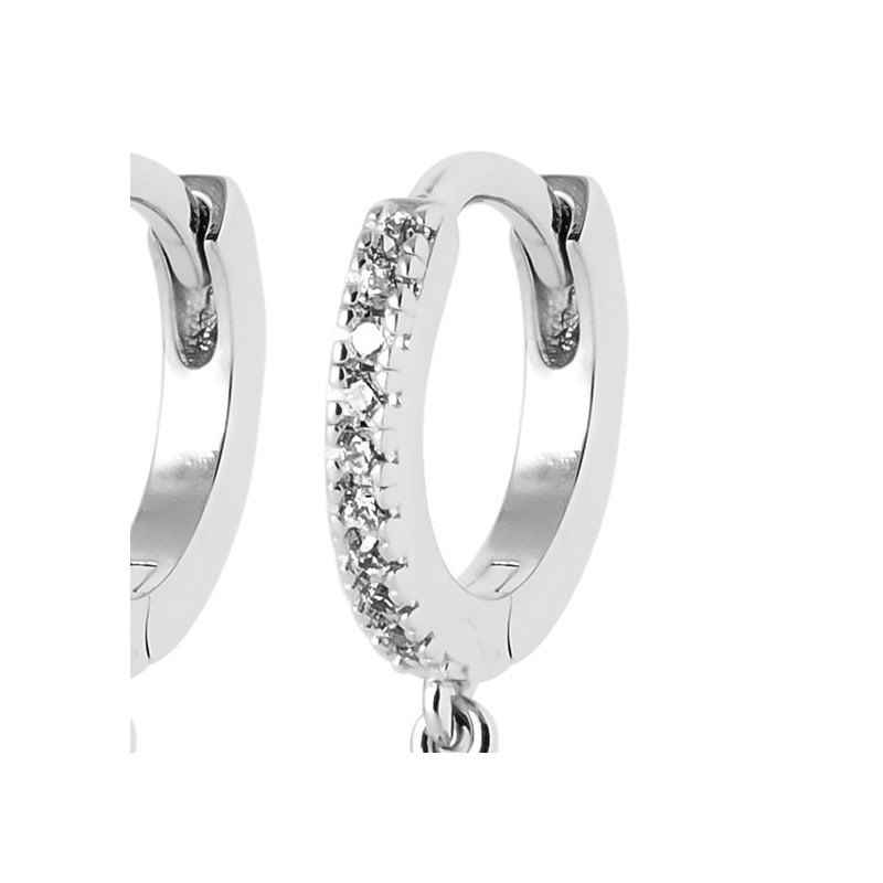 Mini-créoles pampilles Adèle en argent rhodié et ziconiums - Bijouterie La Petite Française Mini-créoles pampilles Adèle en argent rhodié et ziconiums - Bijouterie La Petite Française
